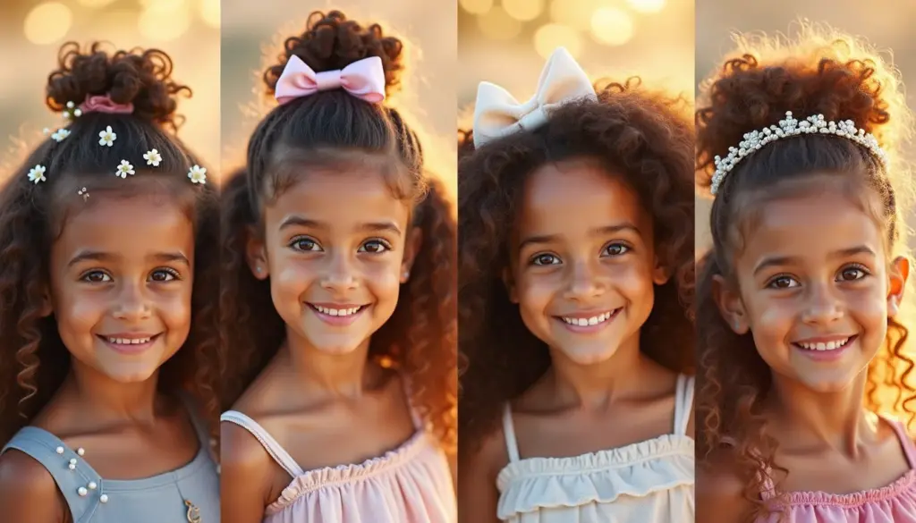 31 Penteados Infantil para Daminha Cabelo Cacheado que Encantam